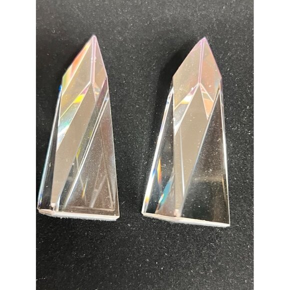 Colorful Crystal Prism Small Obelisks Set Of 2 Rainbow Reflective READ HAS CHIPS - Picture 9 of 14